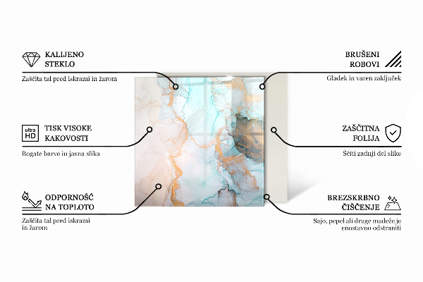 Hexagonale vitre sous poêle à bois Marbre élégant veiné