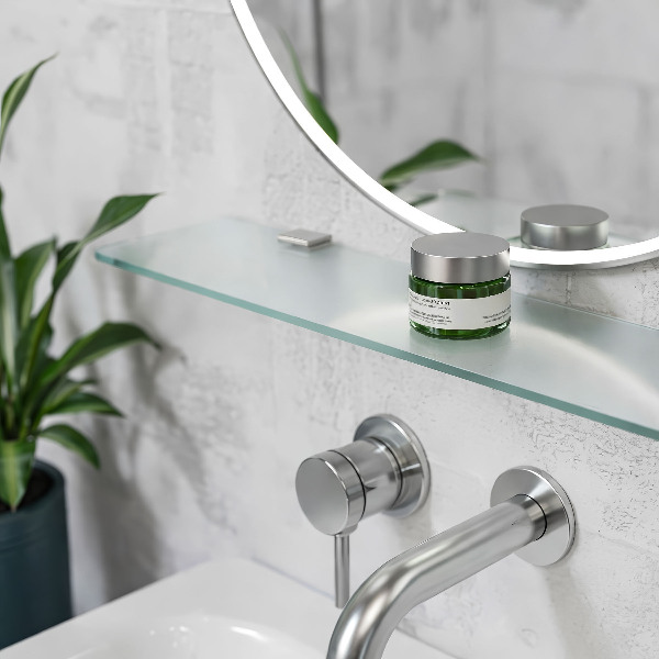 Tablette de salle de bain en verre translucide de 50x13 cm