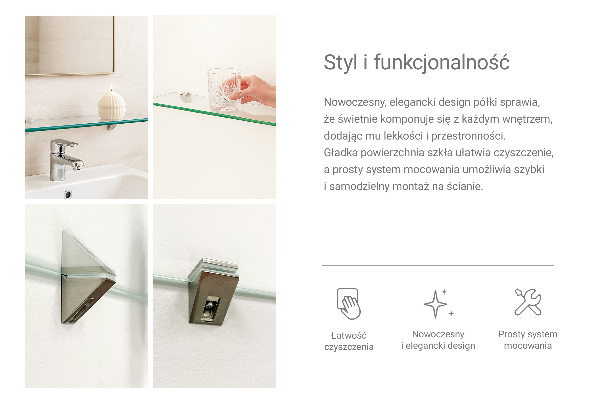 Tablette de salle de bain en verre 40x13 cm