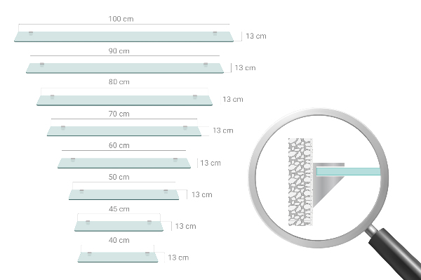Étagère sous miroir en verre 60x13 cm