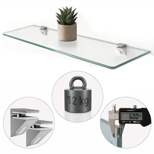 Tablette de salle de bain en verre 70x13 cm