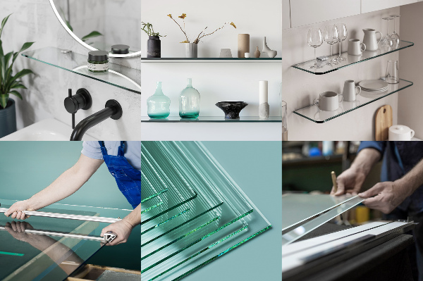 Tablette de salle de bain en verre 90x13 cm