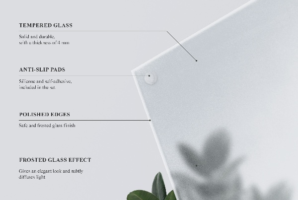 Plateau en verre trempé de forme carrée translucide