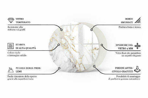 Dessus de table rond Blanc pur