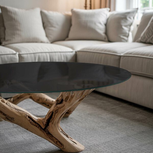 Dessus de table rond Noir uni élégant