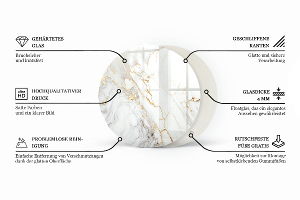 Dessus de table rond Composition graphique en marbre