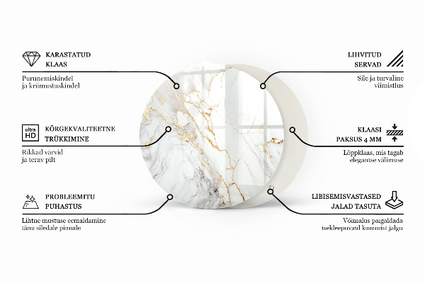 Dessus de table rond Composition graphique en marbre