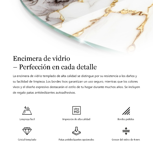 Dessus de table rond Composition graphique en marbre