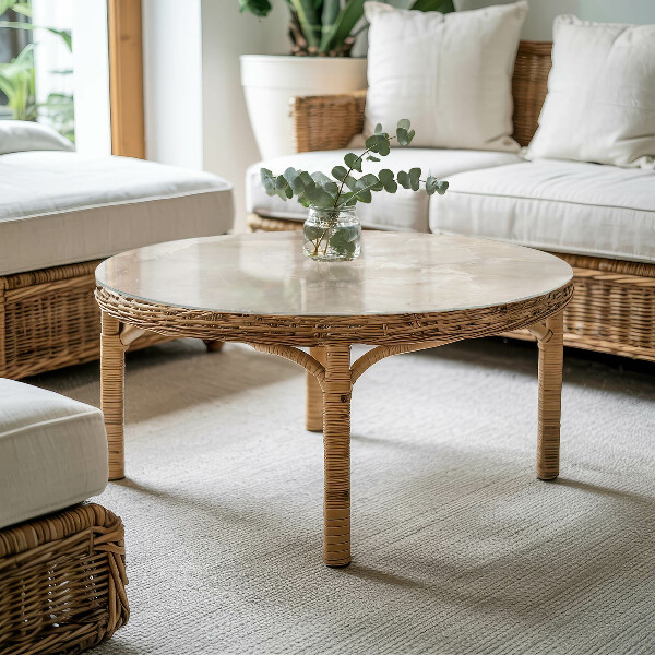 Dessus de table rond Composition graphique en marbre