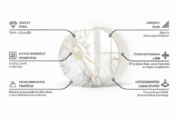 Dessus de table rond Composition graphique en marbre