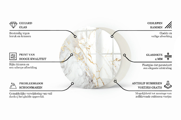 Dessus de table rond De subtiles veines de marbre