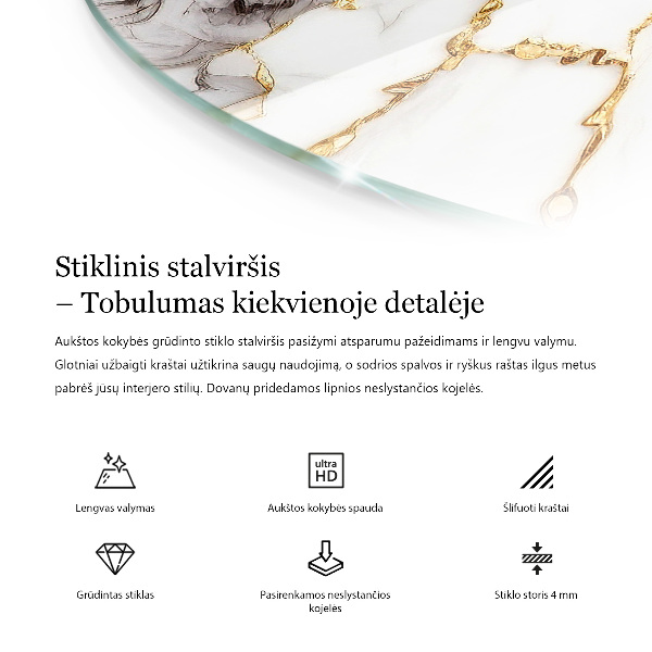 Dessus de table rond Les veines du marbre dans le design