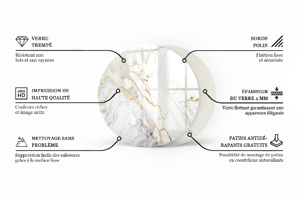 Dessus de table rond Motif de texture de pierre
