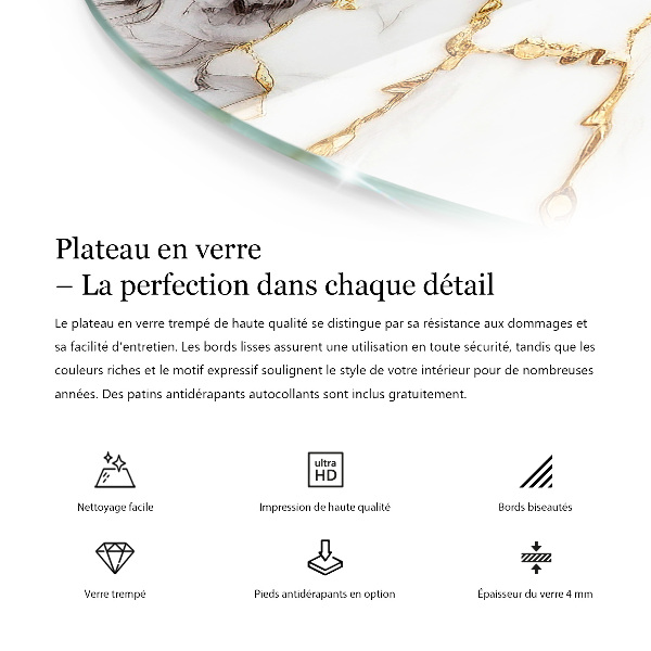 Dessus de table rond Motif imitant le marbre