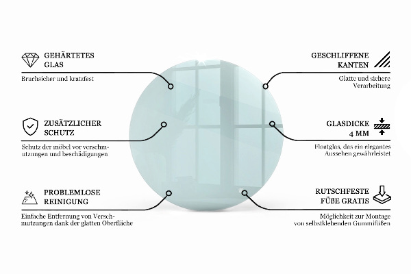 Plateau rond pour table transparent