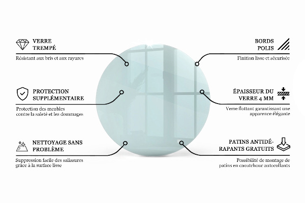 Plateau rond pour table transparent