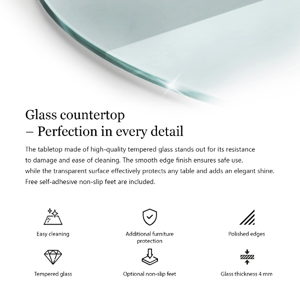 Plateau rond pour table transparent