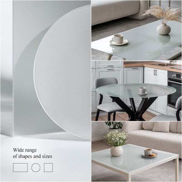 Plateau en verre trempé rectangulaire translucide