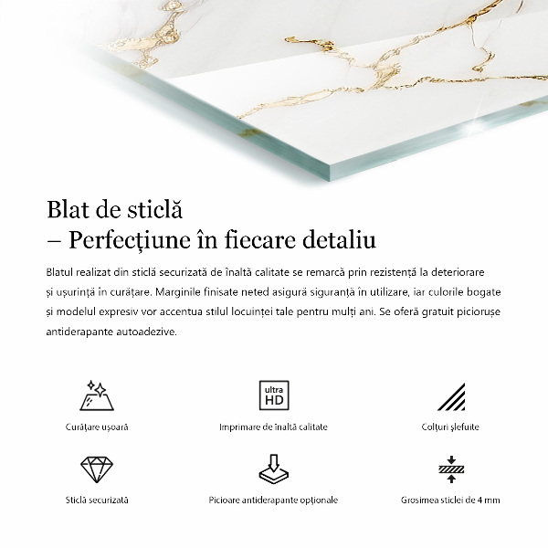 Plateau verre pour table rectangulaire Blanc pur