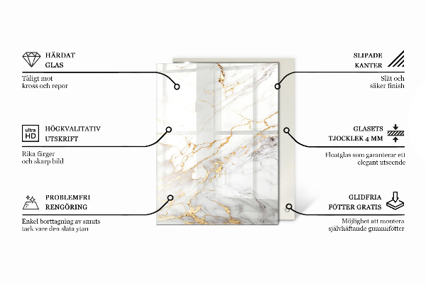 Plateau verre pour table rectangulaire Blanc pur