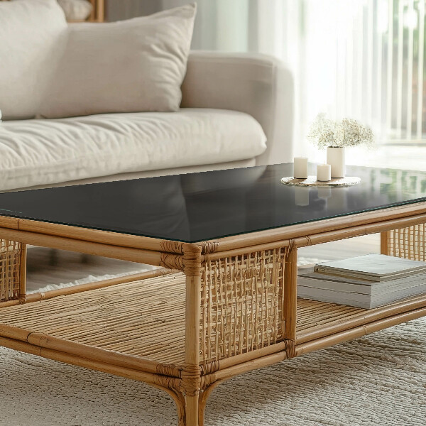 Plateau verre pour table rectangulaire Noir uni élégant