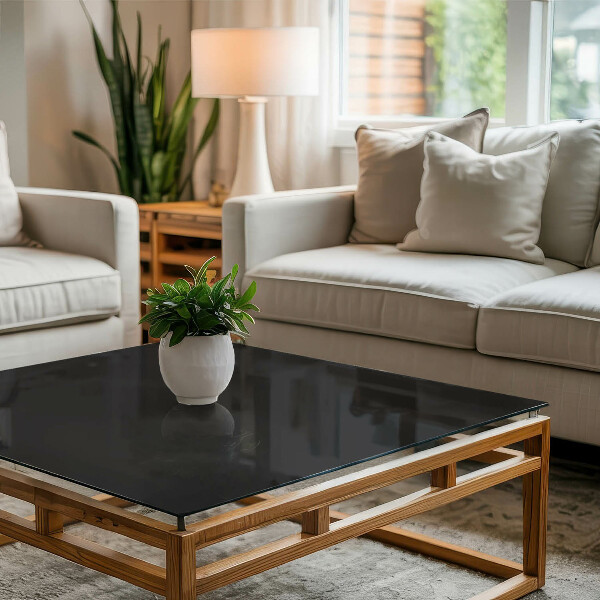 Plateau verre pour table rectangulaire Noir uni élégant