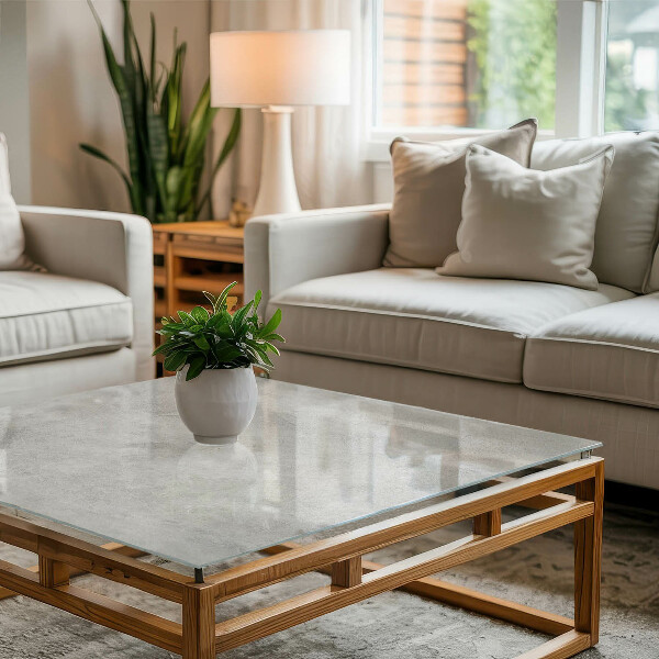 Plateau verre pour table rectangulaire Rayures sur la surface du béton