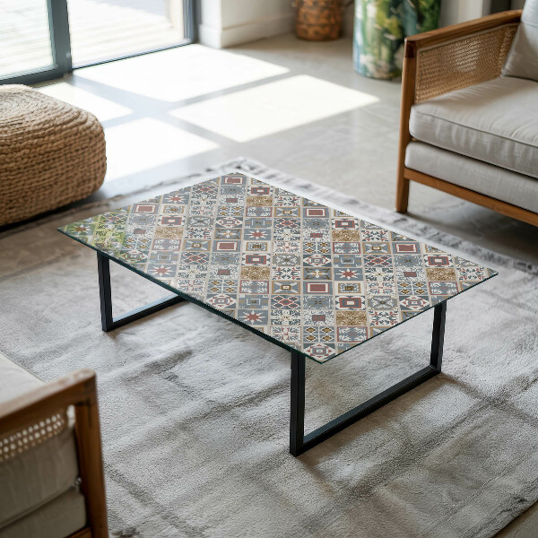 Plateau verre pour table rectangulaire Mosaïques décoratives avec détails