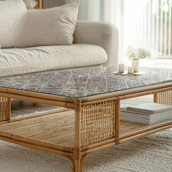 Plateau verre pour table rectangulaire Mosaïques décoratives avec détails