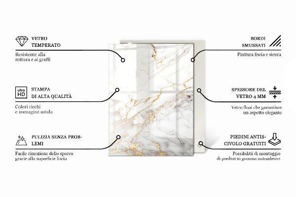 Plateau verre pour table rectangulaire Mosaïques décoratives avec détails