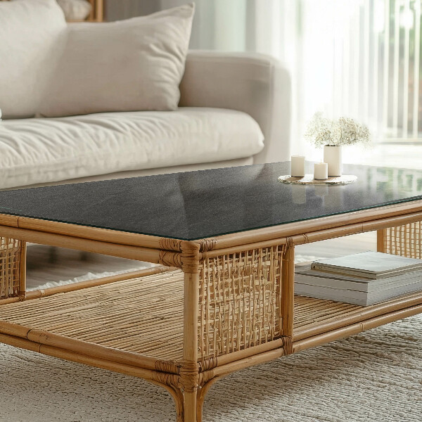 Plateau verre pour table rectangulaire Motif de texture de pierre