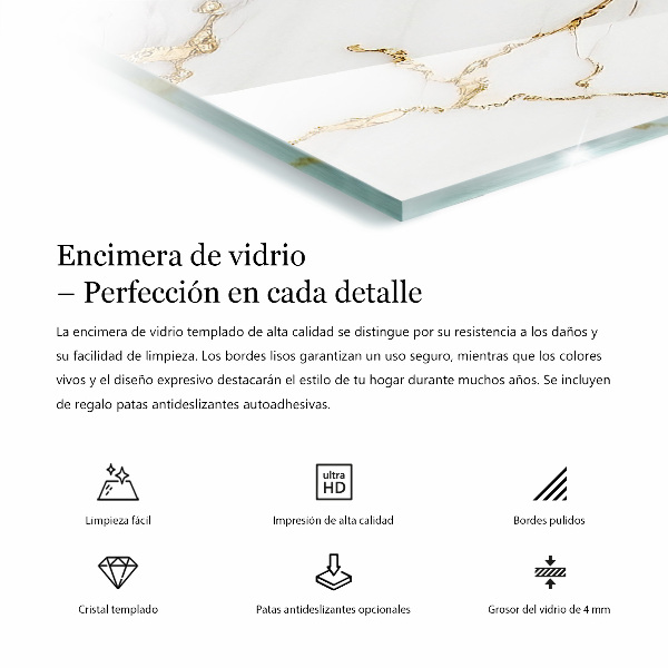 Plateau verre pour table rectangulaire Motif de texture de pierre