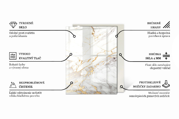 Plateau verre pour table rectangulaire Motif de texture de pierre