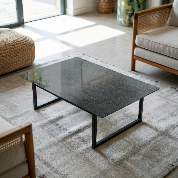 Plateau verre pour table rectangulaire Motif de texture de pierre