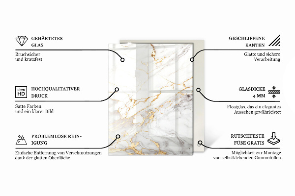 Plateau verre pour table rectangulaire De subtiles veines de marbre