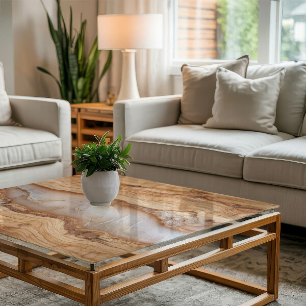 Plateau verre pour table rectangulaire Le bois en harmonie avec la résine