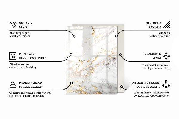 Plateau verre pour table rectangulaire Les veines du marbre dans le design