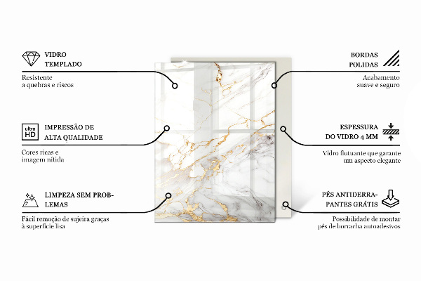 Plateau verre pour table rectangulaire Les veines du marbre dans le design