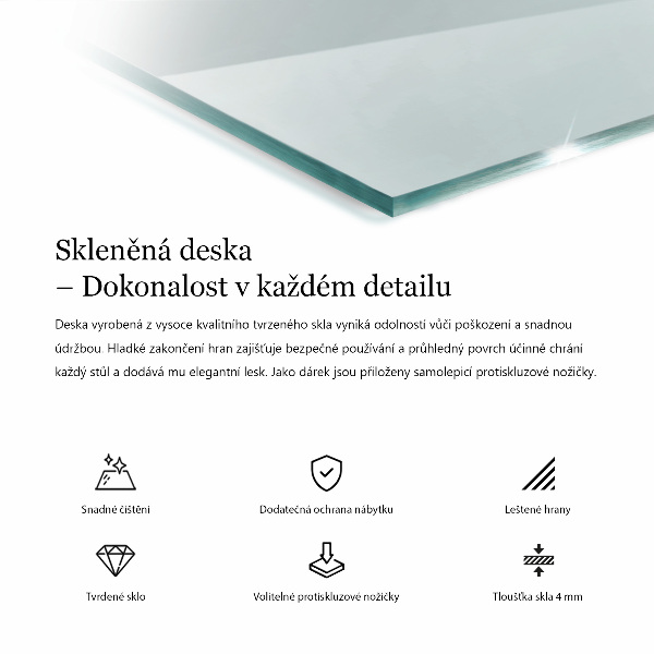 Plateau en verre rectangulaire transparent