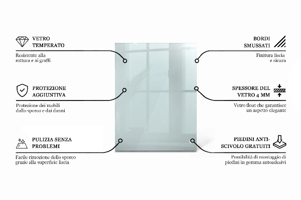 Plateau en verre rectangulaire transparent