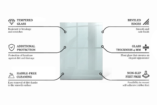 Plateau en verre rectangulaire transparent