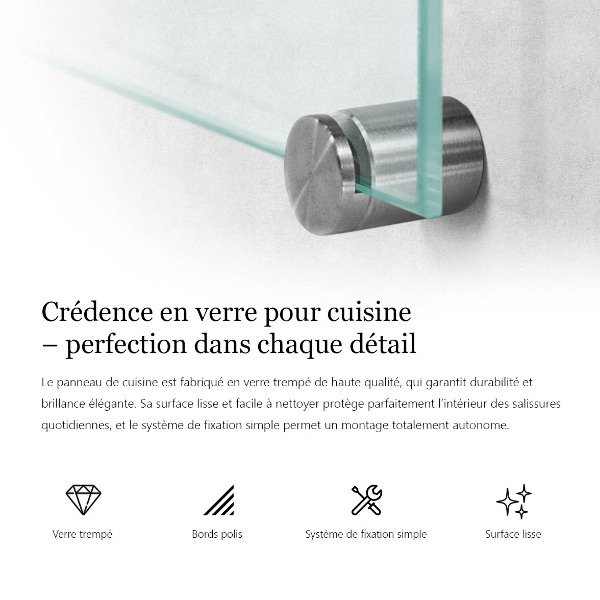 Crédence en verre transparent 80x60 cm