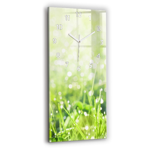 Horloge rectangulaire verticale herbe verte