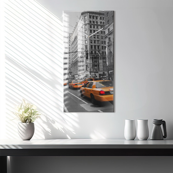 Horloge rectangulaire verticale Manhattan et les taxis