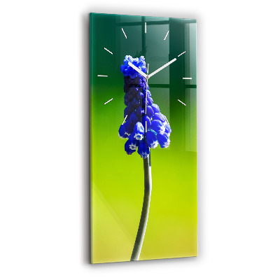 Horloge rectangulaire verticale Fleurs bleues