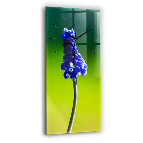 Horloge rectangulaire verticale Fleurs bleues