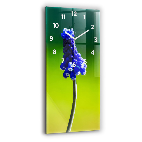 Horloge rectangulaire verticale Fleurs bleues