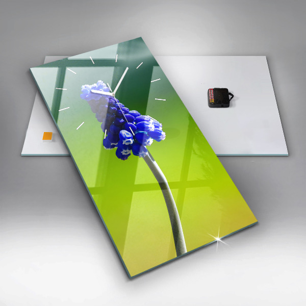 Horloge rectangulaire verticale Fleurs bleues