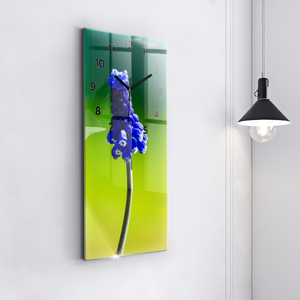 Horloge rectangulaire verticale Fleurs bleues