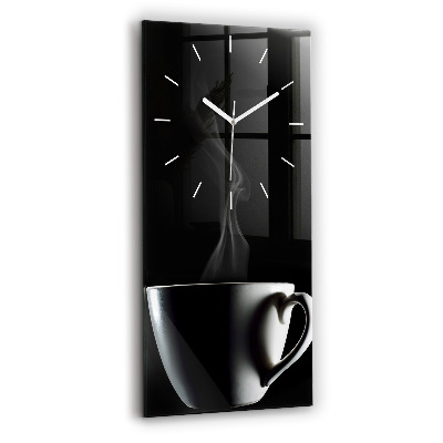 Horloge rectangulaire verticale Une tasse de café